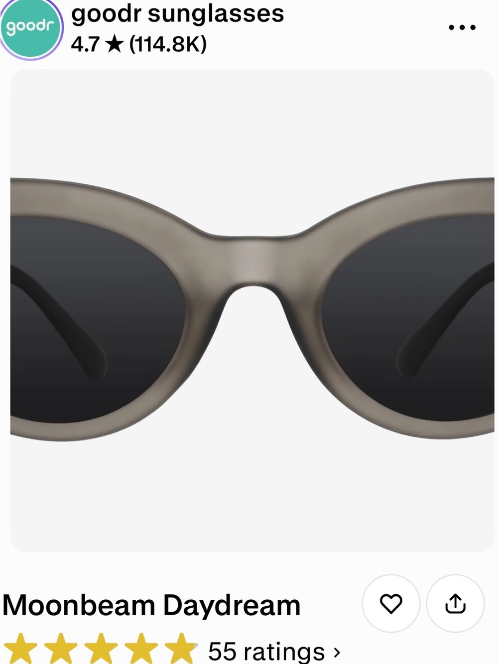 Moonbeam Daydream Women's Sunglasses - Gray Frame, Black Lenses